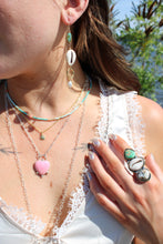 CALEDONIA RING // TURQUOSIE, COWRIE SHELL, WHITE BUFFALO, SILVER + GOLD // SIZE 8