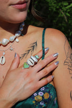ISLAND RING // TURQUOISE, PEARL, COWRIE SHELL + SILVER // SIZE 9