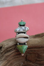 ISLAND RING // TURQUOISE, PEARL, COWRIE SHELL + SILVER // SIZE 9