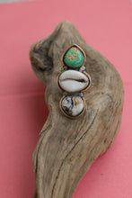 CALEDONIA RING // TURQUOSIE, COWRIE SHELL, WHITE BUFFALO, SILVER + GOLD // SIZE 8