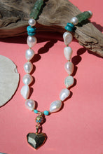 AMORE NECKLACE // PEARL, PREHNITE + TURQUOISE