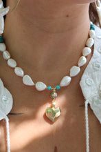 AMORE NECKLACE // PEARL, PREHNITE + TURQUOISE