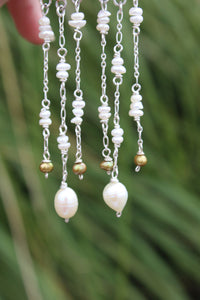 WHITE BUFFALO, FRESHWATER PEARL + SILVER EARRINGS
