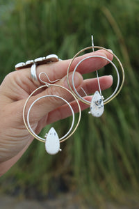 WHITE BUFFALO + MIXED METAL HOOP EARRINGS