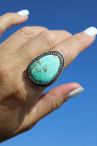 ROYSTON TURQUOISE + SILVER RING // SIZE 8.5
