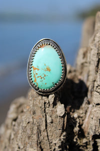 ROYSTON TURQUOISE + SILVER RING // SIZE 8.5