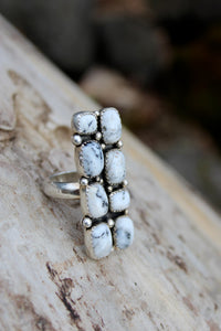 STAIRWAY TO HEAVEN RING // WHITE BUFFALO + SILVER // SIZE 7