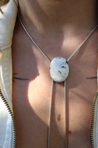 WHITE BUFFALO + SILVER CHAIN BOLO NECKLACE