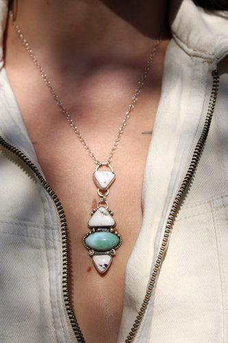 JOVI NECKLACE // LARIMAR, WHITE BUFFALO + SILVER