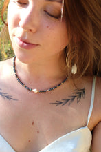 NAVY BLUE + WHITE FRESHWATER PEARL NECKLACE