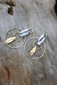 BIRDS OF A FEATHER HOOPS // WHITE BUFFALO, SILVER, GOLD + BRASS