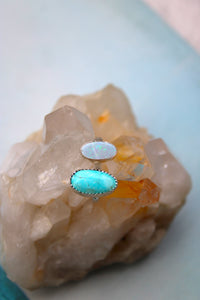 TURQUOUSE, OPAL + SILVER SPLIT RING // SIZE 7-8