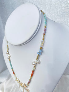 MAZU NECKLACE // OPAL, PEARL, AGATE, MOTHER OF PEARL, AMAZONITE + PHOSPHOSIDERITE