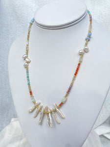 MAZU NECKLACE // OPAL, PEARL, AGATE, MOTHER OF PEARL, AMAZONITE + PHOSPHOSIDERITE