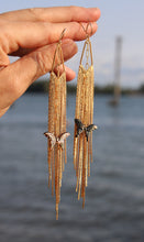 ABALONE BUTTERFLY GOLD TASSEL EARRINGS