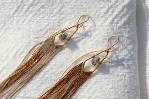 TIBETAN QUARTZ GOLD TASSEL EARRINGS