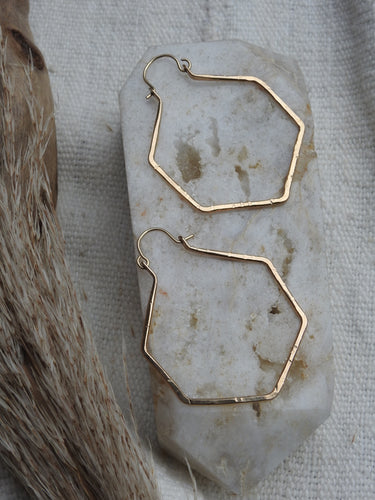 {MADE TO ORDER} GOLD HEXAGON EARRINGS
